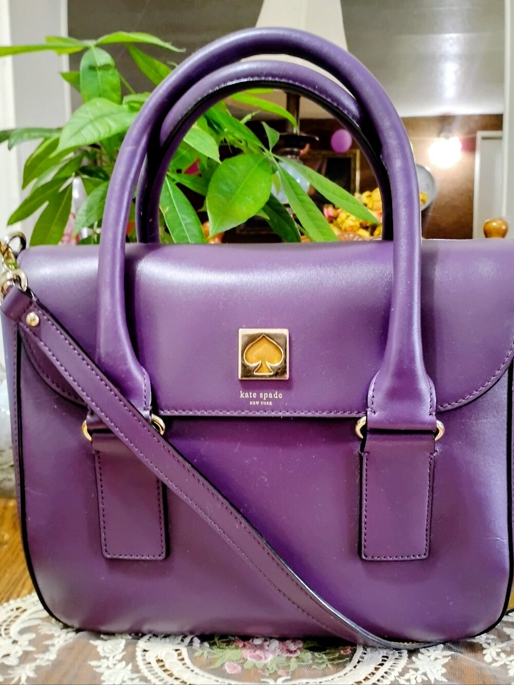 KATE SPADE♠️NEW YORK Purple Leather Satchel! Like New!